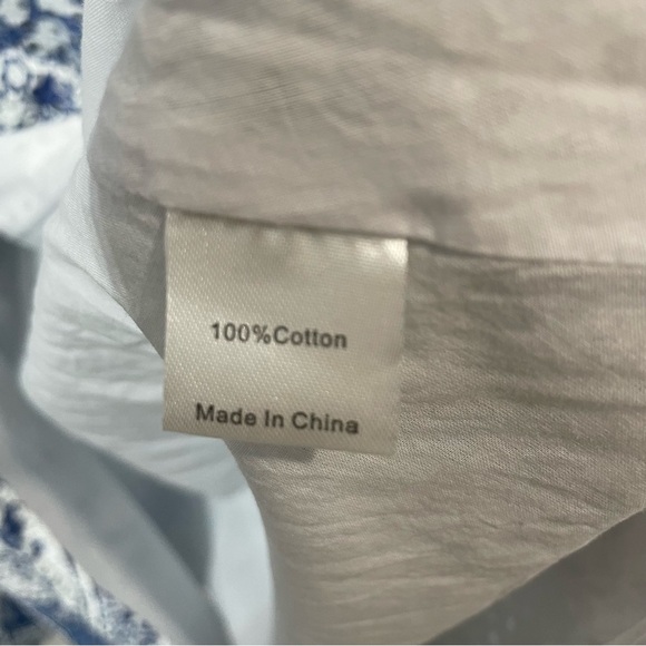 Tuckernuck China Blue Porcelain Eyelet Cotton Button Front Midi Dress Size S - Picture 13 of 15